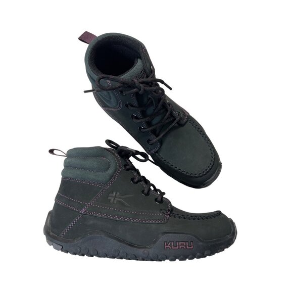 Kuru Quest Womens 7.5 Black Hiking Boots With Purple Stitching - Picture 2 of 9